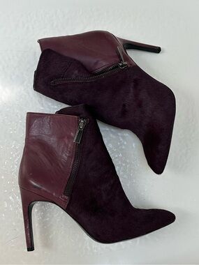 Women's Vince Camino Burgundy Stiletto Ankle Boots - Suede & Leather, Calfskin